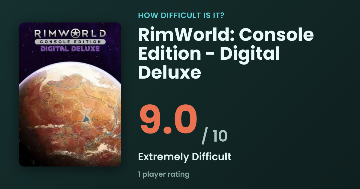 Is RimWorld: Console Edition - Digital Deluxe Hard? Difficulty Rating 9 ...